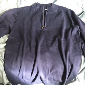 Men’s Quarter Zip Pullover Sweater Navy Blue L